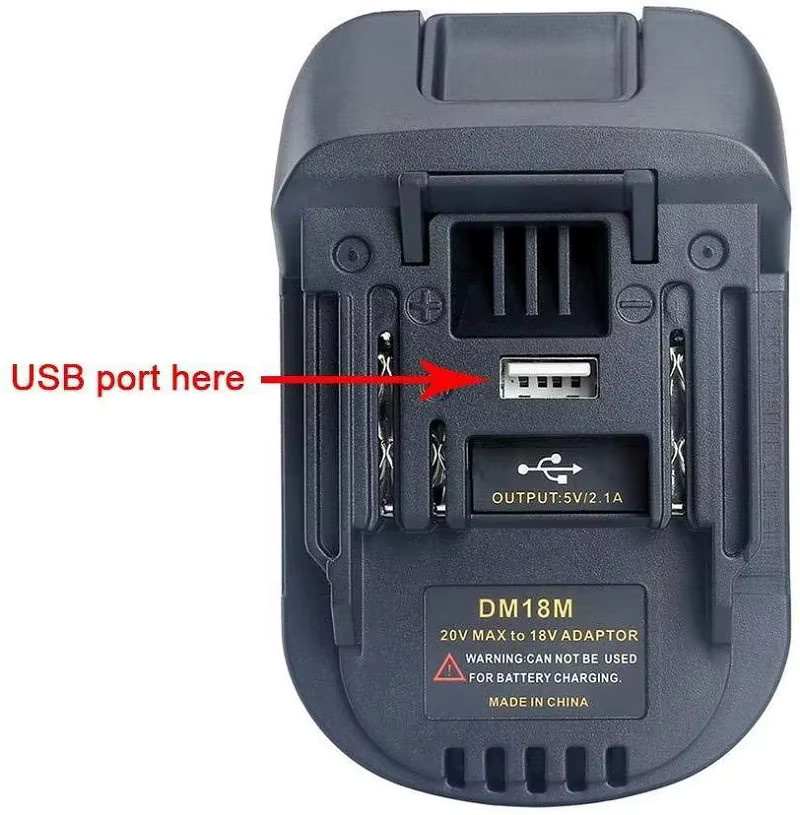 Batterie Konverter Adapter für Milwaukee und Makita 20V bis 18V Li-Ionen Werkzeug Adapter, Schwarz - Bild 4