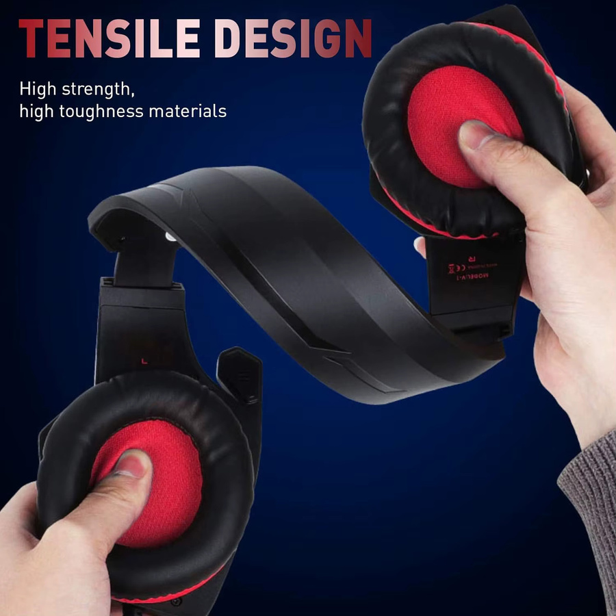 FocusOnPC RGB-Gaming-Headset mit Kabel und Mikrofon in Rot und Schwarz - Bild 3