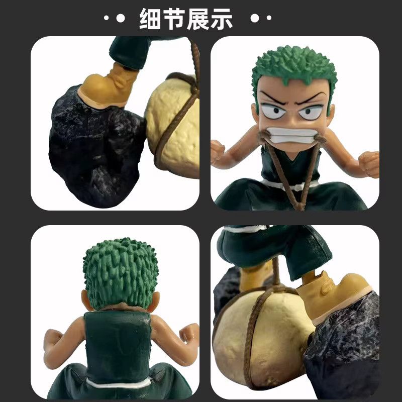Bandai One Piece Anime Figur Zoro Kindheit Beißende Stein Szene Modell Statue, Multicolor, Höhe: 9 cm - Bild 2