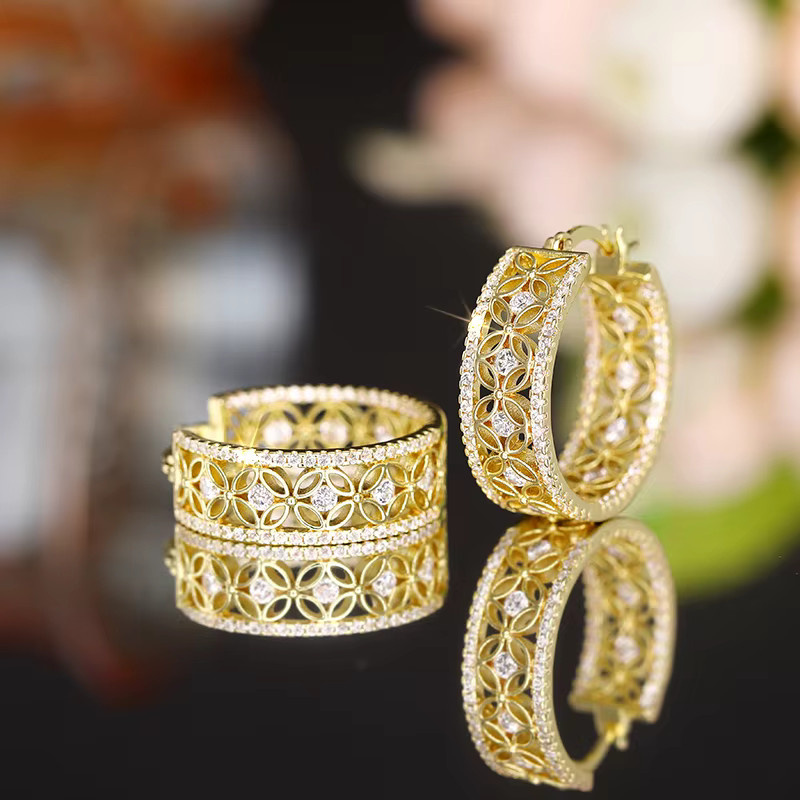 Huitan Creolen, Gold, Zirkonia, Damen - Bild 4