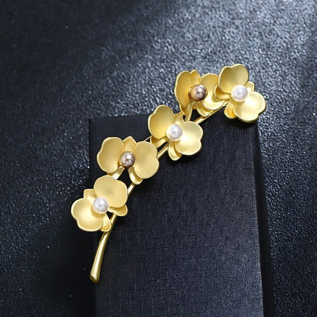 shmik Brosche, Schmetterling, Orchidee, Perle, Gold, Damen - Bild 1