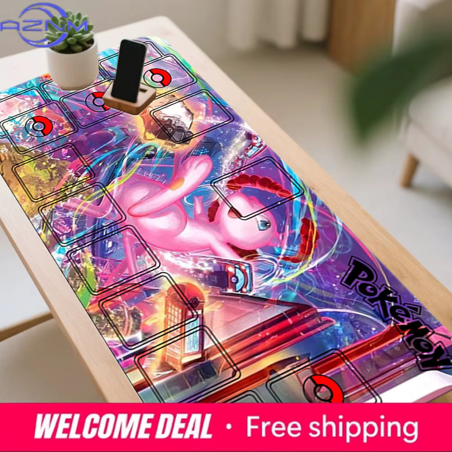 Potdemiel Pokemon TCG Spielmatte Mew Fantasy Colorful, rutschfeste Gaming-Mausunterlage für deinen Schreibtisch, Multicolour - Bild 5