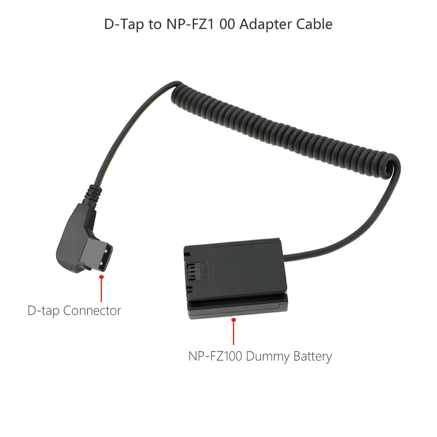 Sony NP-FZ100 Dummy-Akku mit NP-F-Akku-Adapter-Montageplatte und zwei DC-Ausgängen inklusive D-TAP für A7R V, A7 IV, A7S III, A7C II und A7CR in Schwarz - Bild 2