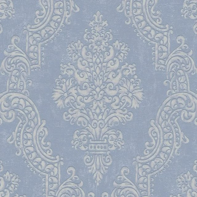 e-Delux Barock Tapete Ornament in Violett, Weiß und Blau im Shabby Chic Design, florales Muster, matt, Vlies, Breite: 0,53 m, Länge: 10,05 m - Bild 1
