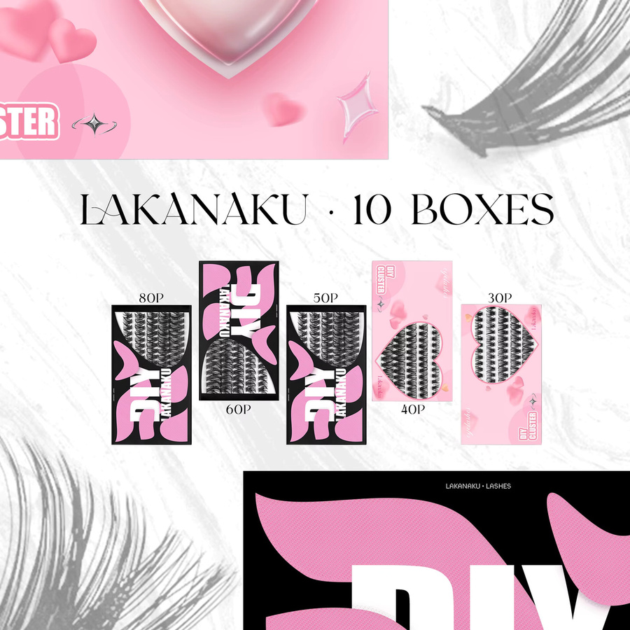 LAKANAKU DIY Cluster Wimpern Verlängerung, Schwarz, Voluminös, Flauschig - Bild 2