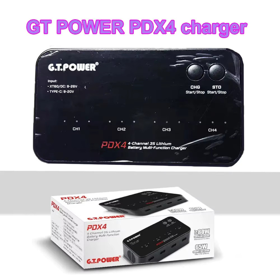 GT POWER PDX4 80W 4CH 3S Lithium-Polymer-Balancierladegerät für RC-Autos, Hubschrauber und FPV-Drohnen in Schwarz und Weiß - Bild 4