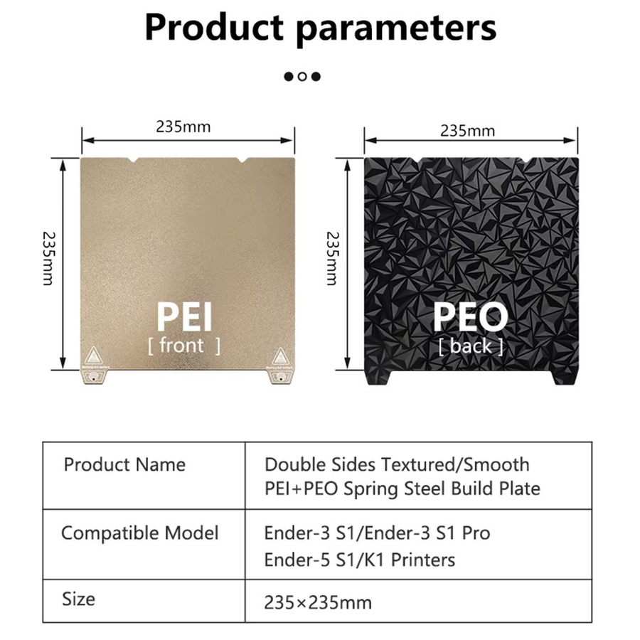 Qiilu 3D-Bauplatte mit strukturierter PEI-Oberfläche und glattem PET für FDM-3D-Drucker, kompatibel mit Ender-3 S1, Ender-3 S1 Pro, End-5 S1 und K1, Farbe: Gelb - Bild 3
