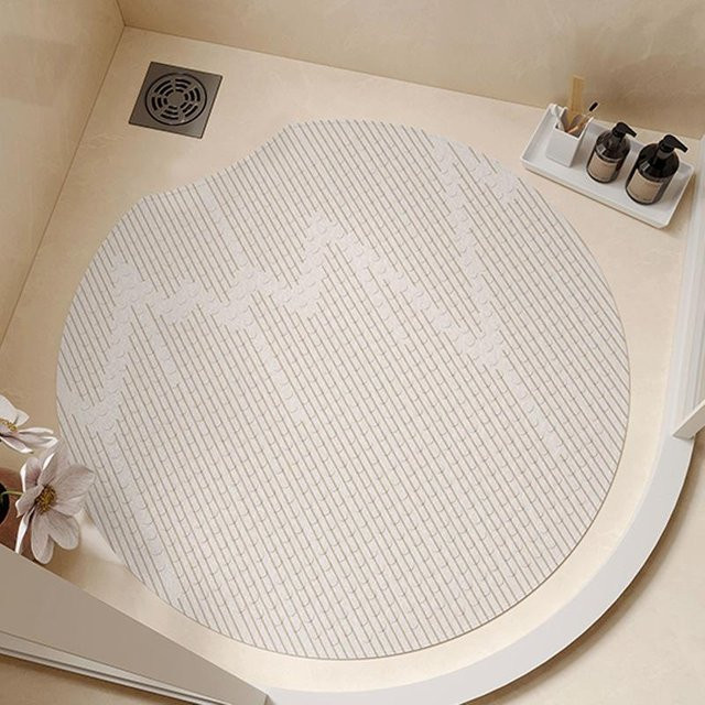 Runde Anti-Rutsch Badezimmer Matte von Yiran Health & Beauty, wasserdichte Duschraum Fußmatte aus Polyester, Durchmesser: 55 cm - Bild 1