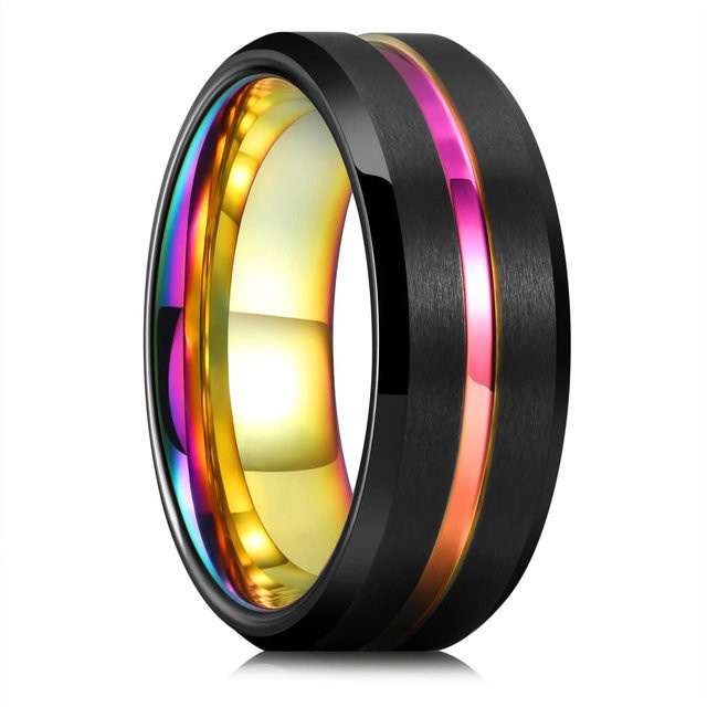 Ring 8mm Schwarzer Titan, Keltischer Drache, Blaue Zirkonia, Herren - Bild 1
