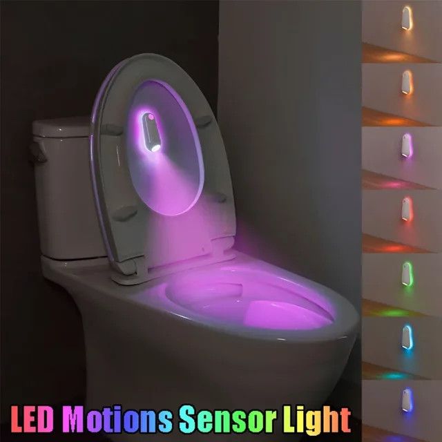 LINYILIGHT 2-in-1 RGB LED Nachtlicht mit Bewegungsmelder, 8 Lichtmodi, wiederaufladbare Typ-C Lampe für Toilette, Flur und Treppenbeleuchtung - Bild 1
