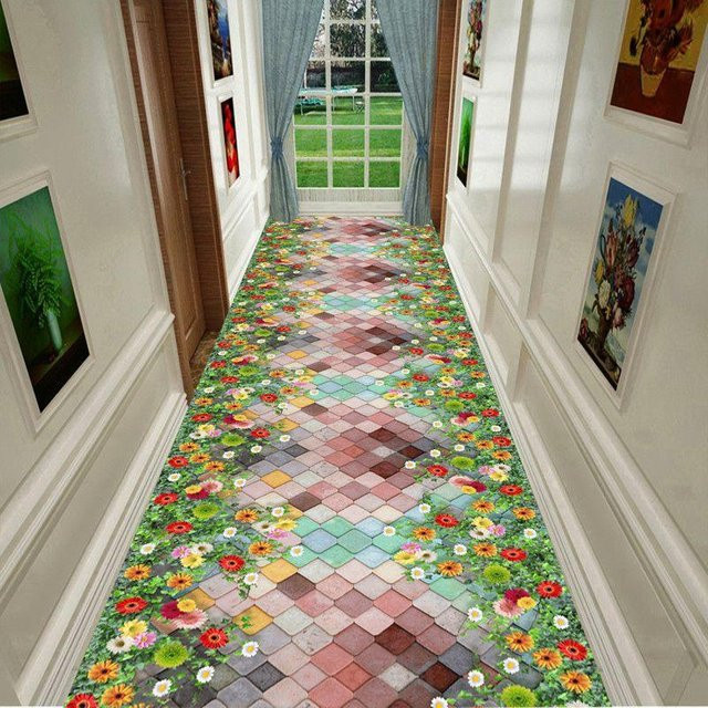 Super Six Moderner Flurteppich mit geometrischem Muster, Rutschfest und Waschbar, Mehrfarbig, B: 90 cm, L: 400 cm - Bild 1