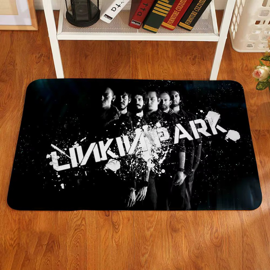 L-Linkin Anti-Rutsch Fußmatte aus Polyester in Schwarz mit modernem Grafikdesign, B/T: 60 x 40 cm - Bild 2