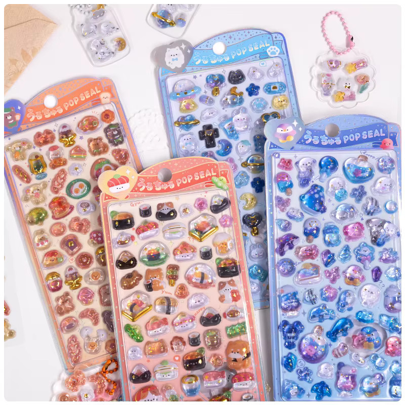 Nette 3D Relief Aufkleber im japanischen Cartoon-Stil für Scrapbooking und Journaling, Mehrfarbig - Bild 1