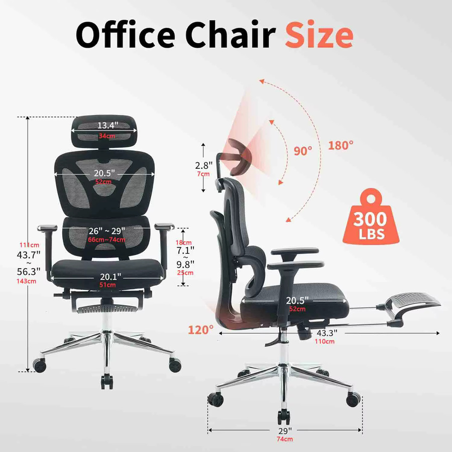 HiMISS Ergonomischer Bürostuhl in Schwarz und Grau mit Kopfstütze, Armlehnen und Rollen, moderner Schreibtischstuhl aus Stoff mit Schwenkfunktion - Bild 2