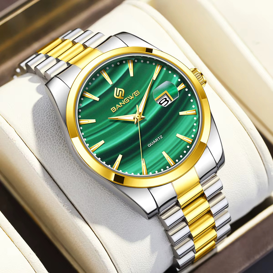 BANGWEI Armbanduhr, Quarz, Edelstahl, Schwarz, Herren - Bild 2