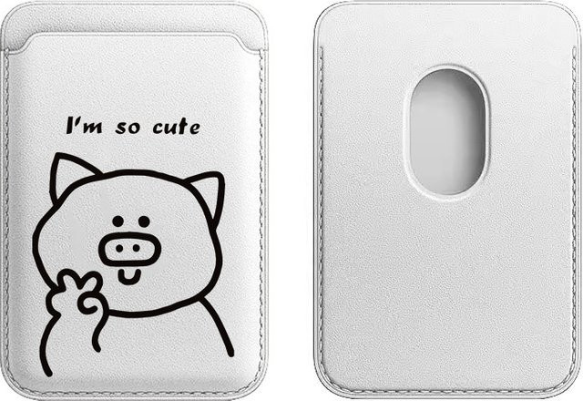 Magnetischer Cartoon-Kartenhalter mit Schweinchen- und Katzenmotiv in Weiß für iPhone 17 Pro Max und Samsung Galaxy S26 Ultra Hüllen - Bild 1