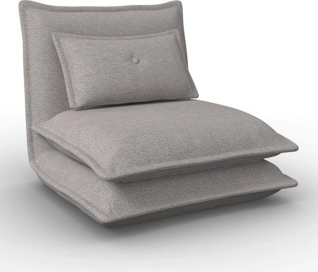 Bessagi Home Schlafsessel Tamara Relaxsessel mit Ausziehfunktion in Hellgrau Bouclé - Bild 1