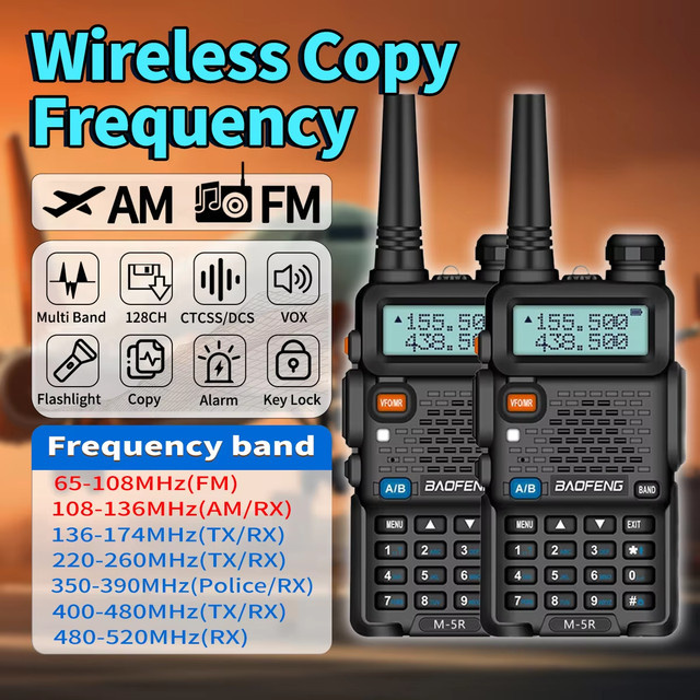 Baofeng M-5R Hochleistungs-Handfunkgerät Walkie-Talkie in Schwarz für Outdoor-Camping und Sicherheit - Bild 1