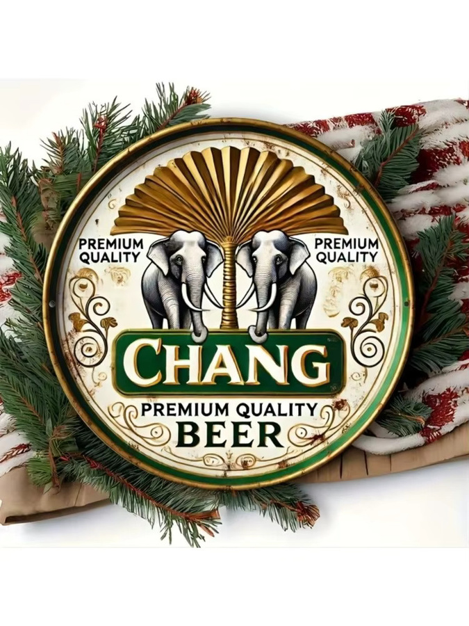 CIFBUY Metall-Wanddekoration Chang Beer Blechschild Vintage-Elefant, B/H: 20,3 x 20,3 cm, Multicolour - Bild 5