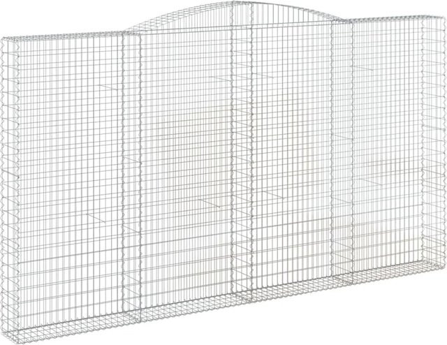 vidaXL Gabionen-Set mit Hochbogen aus verzinktem Eisen in Silber, 7 Stück, B/T/H: 400 x 30 x 220/240 cm - Bild 1