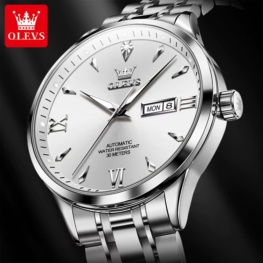 OLEVS Armbanduhr Automatik, Edelstahl, Diamant, Herren - Bild 4