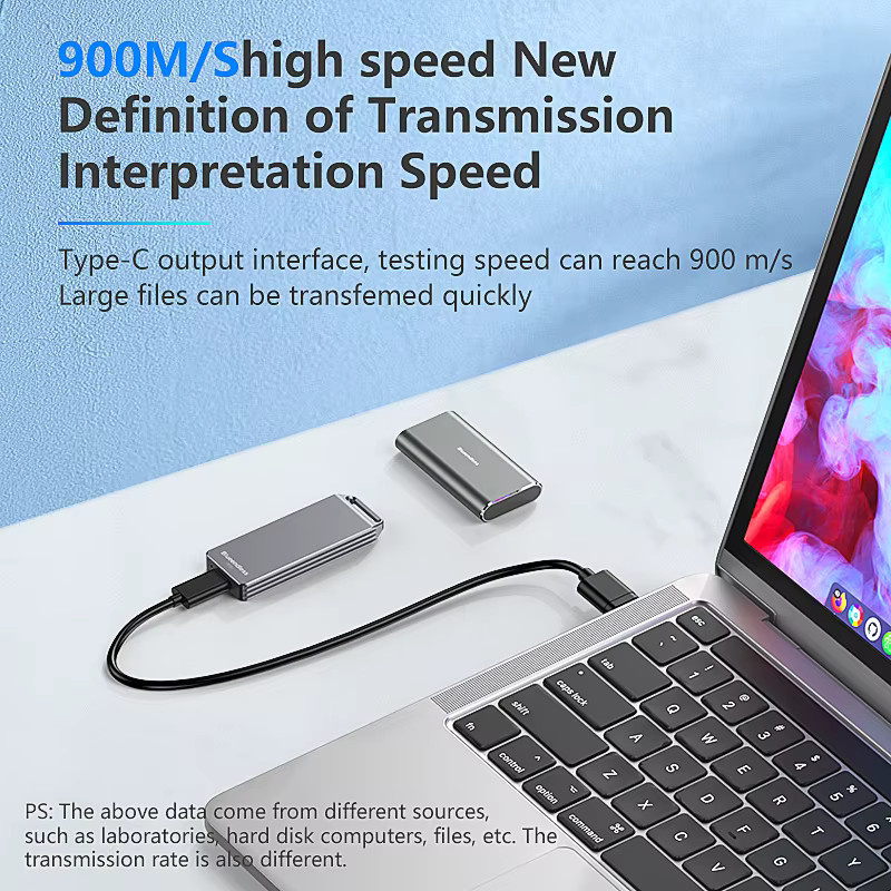 Blueendless Mini M.2 NVME Mobile SSD Externe Festplattenbox aus Voll-Aluminium mit USB-C, Grau, Format 2242 - Bild 2