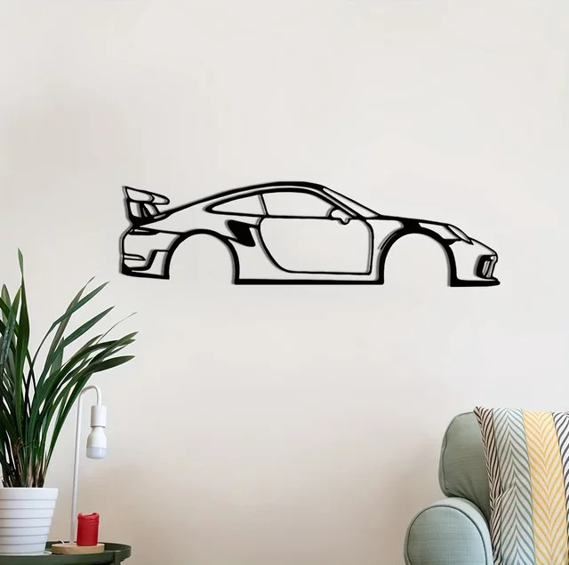 HelloYoung Wanddekoration aus Metall Sportwagen in Schwarz für Kinderzimmer und Wohnzimmer - Bild 1