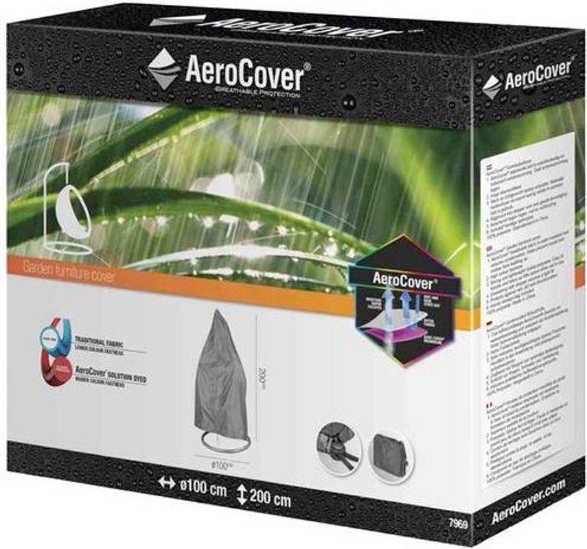 Aerocover Atmungsaktive Schutzhülle für Hängekörbe aus Ripstop-Polyester, Anthrazit, Durchmesser: 100 cm, Höhe: 200 cm - Bild 2