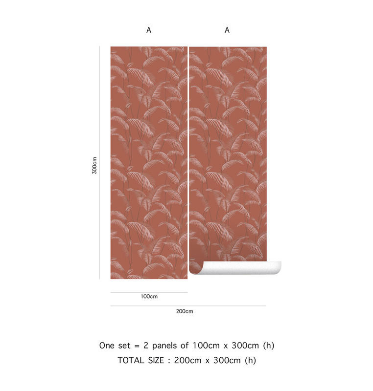 Tenue de Ville Tapete Majorelle in Terracotta mit floralem Art-Deco-Design und botanischem Muster, Vlies-Tapete - Bild 2