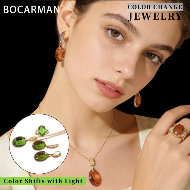 BOCARMAN Schmuckset Damen, Zultanit, Messing, Gold - Bild 1