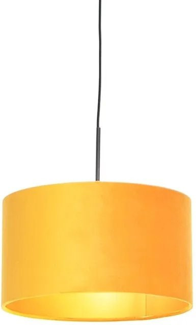 QAZQA Hängelampe mit Veloursschirm in Azogelb Hell Ocker und Gold, Durchmesser: 35 cm - Bild 1