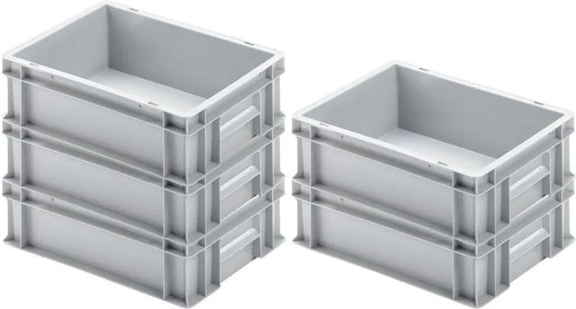 PROREGAL SparSet 5x Eurobehälter mit geschlossenem Griff, Grau, H x B x T: 12 x 30 x 40 cm - Bild 1