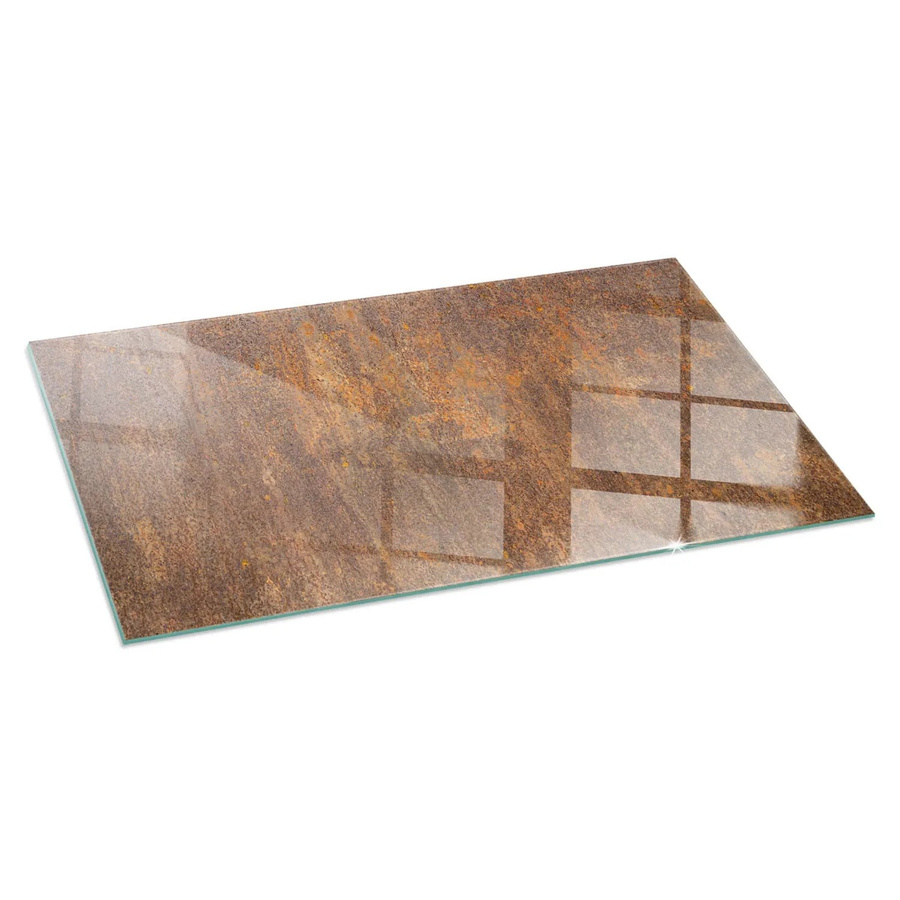 Tulup Glasplatte für Kamin mit Roststruktur auf Metall in Braun, B/T/H: 140 x 70 cm - Bild 2
