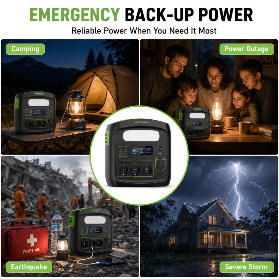 Tragbare Powerstation NECESPOW N7576 in Schwarz mit 483,84Wh, 700W Dauerleistung, 1400W Spitzenleistung, 230V Ausgang und PD100W USB-C Schnellladung - Bild 3