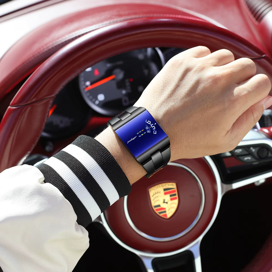 POEDAGAR Armbanduhr Quarz, Edelstahl, Blau, Herren - Bild 4