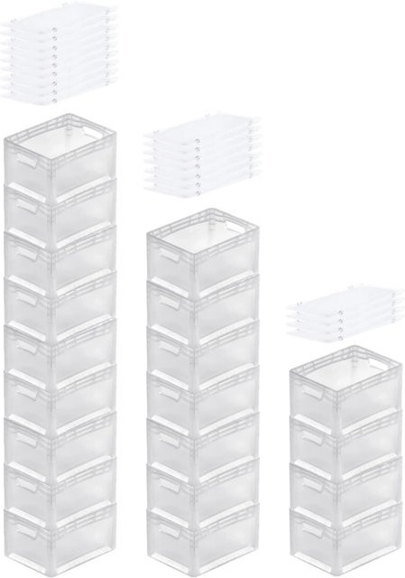 PROREGAL SuperSparSet 20x Transparente Eurobehälter LightLine Eurobox mit Offenem Griff und Scharnierdeckel, H: 22 cm, B: 30 cm, T: 40 cm - Bild 1