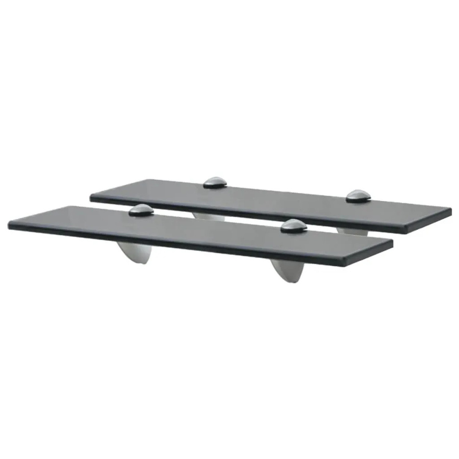 vidaXL Schweberegale aus gehärtetem Sicherheitsglas, 2er-Set, Schwarz, B: 40 cm, T: 20 cm, H: 0,8 cm - Bild 2