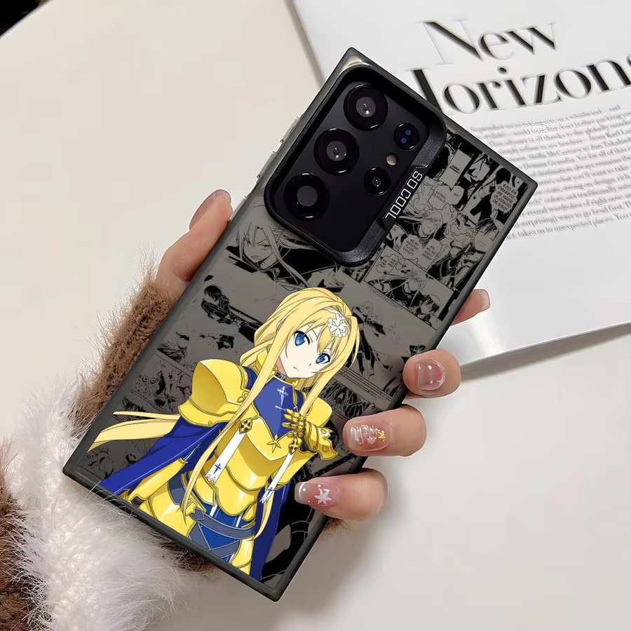 Stoßfeste Laser-Matt Handyhülle mit Anime S-Sao A-Alice Design für Samsung Galaxy S25 S24 S23 S22 S21 Ultra Plus, Mehrfarbig - Bild 2
