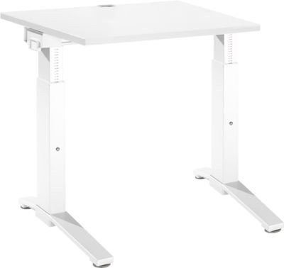 Schäfer Shop Genius Schreibtisch ERGOSTYLE S, manuell höhenverstellbar, Rechteck, C-Fuß, B/T/H: 80 x 80 x 67,5-89,5 cm, weiß/weiß - Bild 1