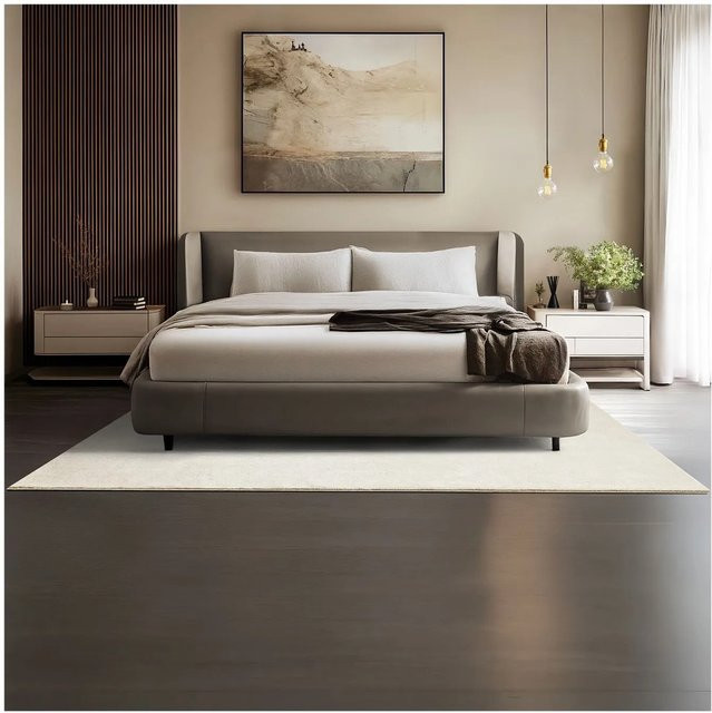 Tectake Kurzflorteppich Soft Zone in Creme, flauschige Oberfläche, pflegeleicht und rutschfest, B/T/H: 160 x 230 x 1,50 cm - Bild 1