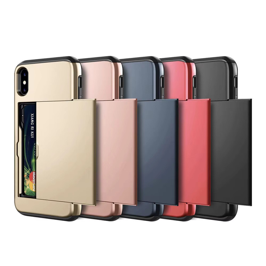 Minvvell Schiebe-Kartenetui Schutzhülle für iPhone 16 15 14 13 12 Pro Max und andere Modelle in Schwarz oder Blau - Bild 5