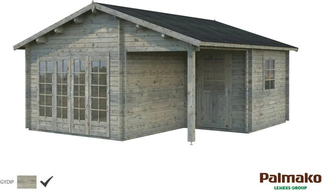 Palmako Irene Blockbohlenhaus aus Fichtenholz in Grau mit Satteldach und Boden B/H/T: 530 x 321 x 550 cm - Bild 1