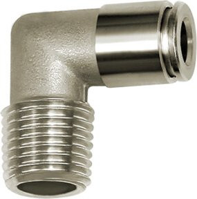 Riegler L-Steckverschraubung R 1/4 a. für Schlauch Durchmesser 10 mm, 15 bar, Edelstahl Silber - Bild 1