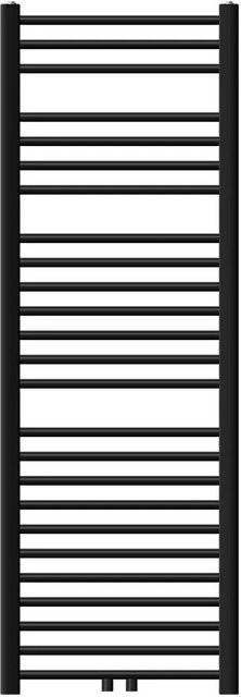 LuxeBath Badheizkörper gebogen in Schwarz matt mit Mittelanschluss und Boden Anschlussgarnitur, B: 50 cm, H: 150 cm - Bild 2