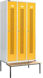 Schäfer Shop Select Kleiderspind mit Sitzbank, 3 Abteile, Zylinderschloss, Farbe: Rapsgelb, Breite: 300 mm - Bild 1