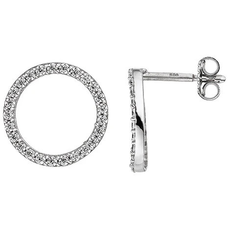 Colfem Ohrstecker rund, 925 Silber, Zirkonia, 12 x 2 mm, Unisex - Bild 1