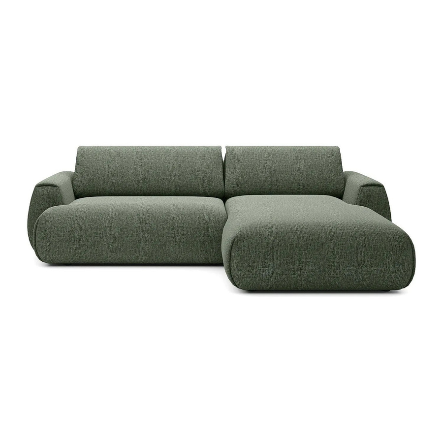 Vente-unique Schlafsofa Monelia in Tannengrün, L-Form mit Schlaffunktion und Auszugsschublade, Stoffbezug Chenille, Breite: 270 cm - Bild 2