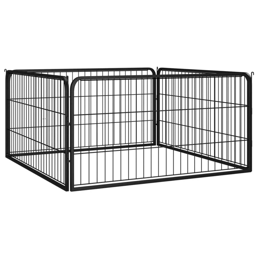vidaXL 4-teiliger Hundelaufstall aus Stahl in Schwarz matt, B/T: 100 x 50 cm - Bild 2
