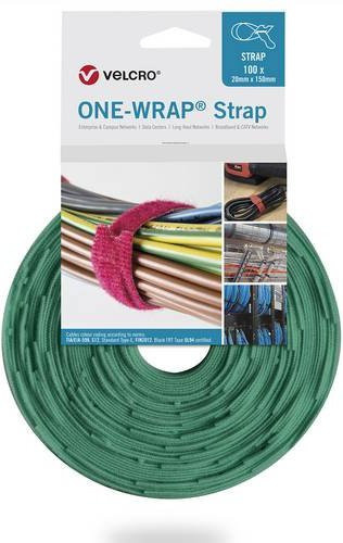 VELCRO One Wrap Strap Klettband in Grün, 100 Stück, Breite: 2 cm, Länge: 33 cm - Bild 1