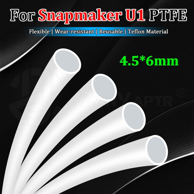 Snapmaker U1 PTFE-Schlauch Ersatz, hochtemperaturbeständiger Filament-Schlauch für FDM 3D-Drucker, Farbe: Weiß, ID: 4,5 mm, OD: 6 mm - Bild 1